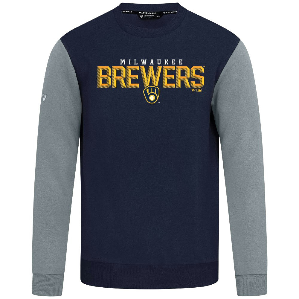 Milwaukee Brewers Levelwear Throwback Ultimate Carve Sweatshirt - Navy