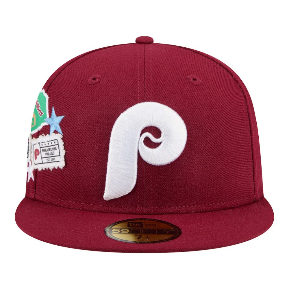 Philadelphia Phillies City Patch 59FIFTY Fitted Hat - Burgundy | New Era
