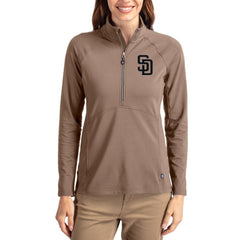 San Diego Padres Cutter & Buck Women's Adapt Eco Knit Stretch Half-Zip Pullover - Brown