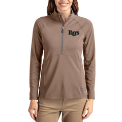 Tampa Bay Rays Cutter & Buck Women's Adapt Eco Knit Stretch Half-Zip Pullover - Brown