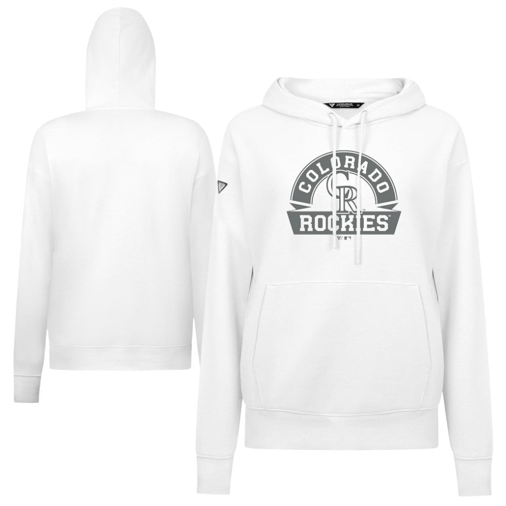 Colorado Rockies Levelwear Women's Adorn Banner Arch Hoodie - White