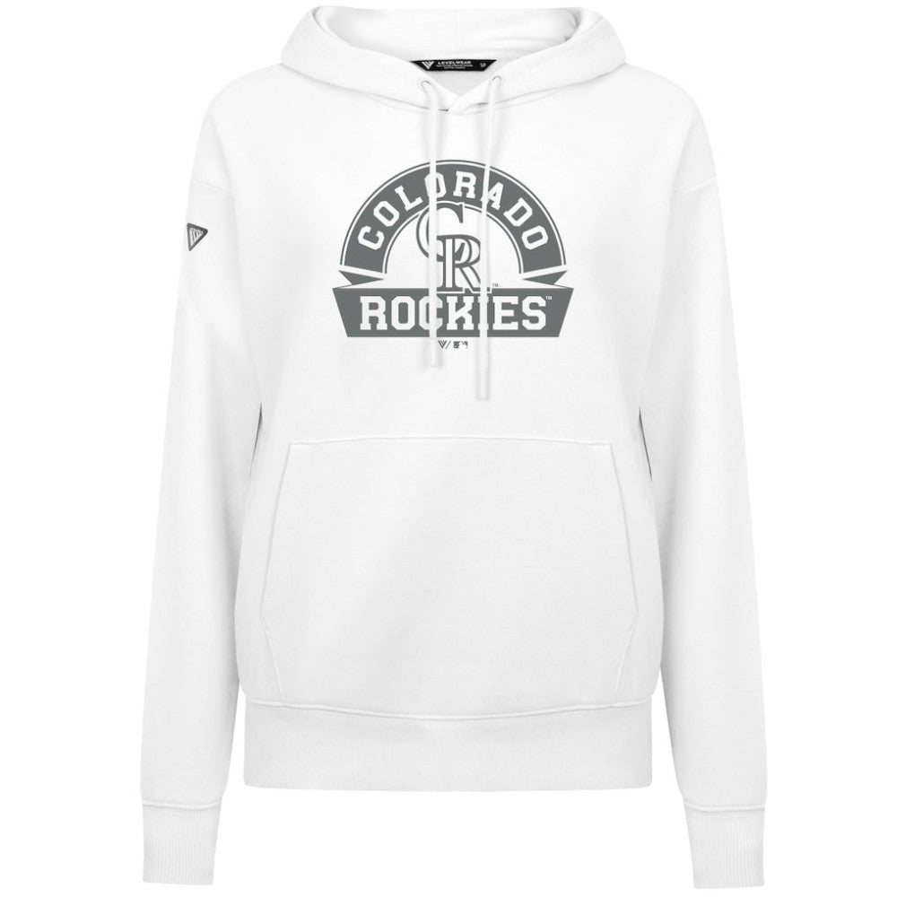Colorado Rockies Levelwear Women's Adorn Banner Arch Hoodie - White