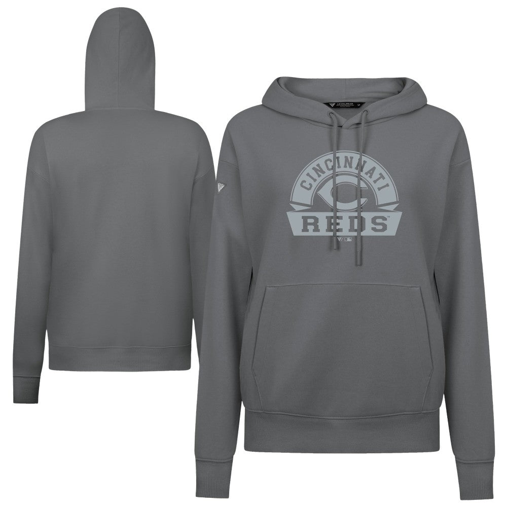 Cincinnati Reds Levelwear Women's Adorn Banner Arch Hoodie - Stone