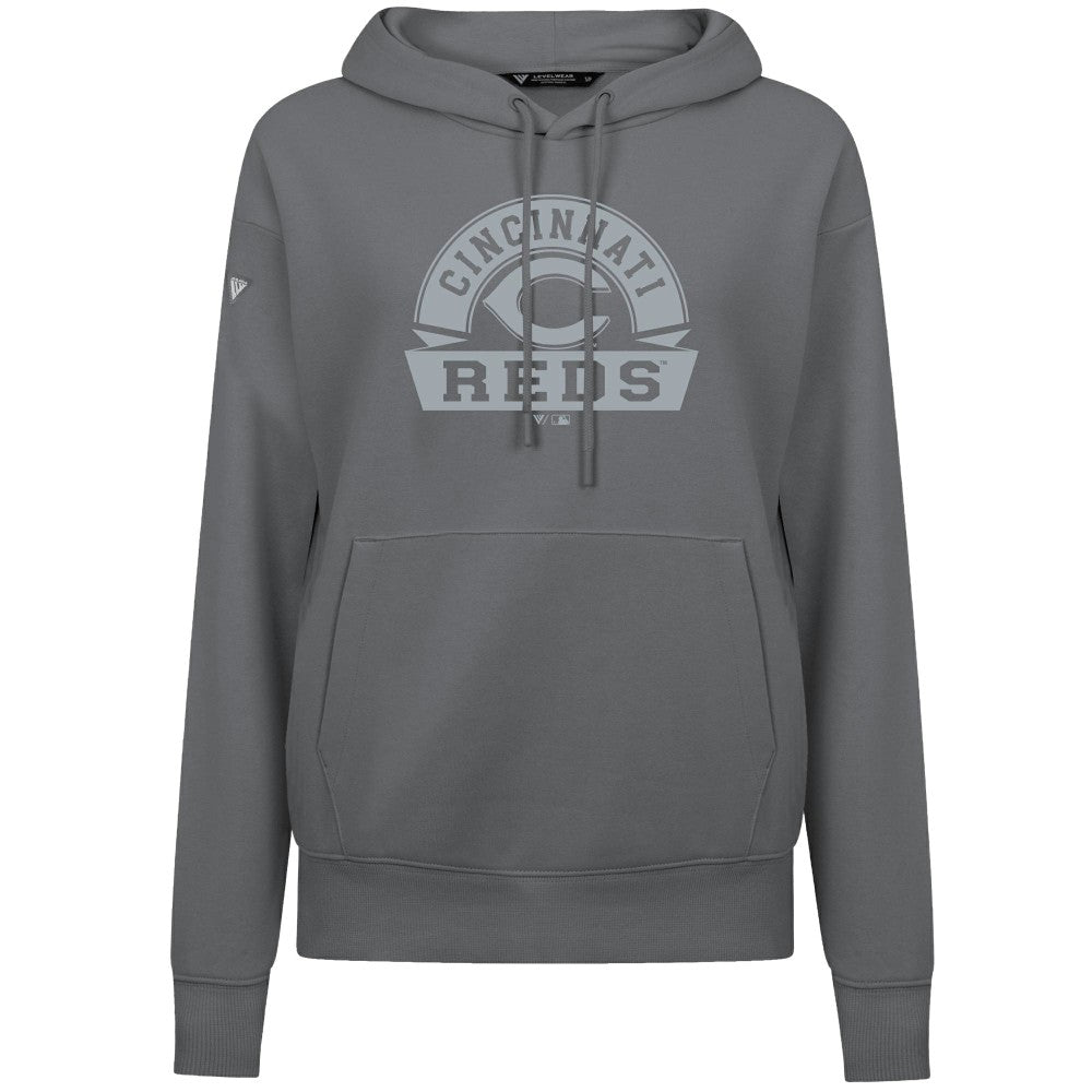 Cincinnati Reds Levelwear Women's Adorn Banner Arch Hoodie - Stone