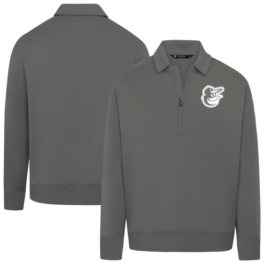 Baltimore Orioles Levelwear Women's Canmore Chenille Logo Quarter-Zip Top - Stone