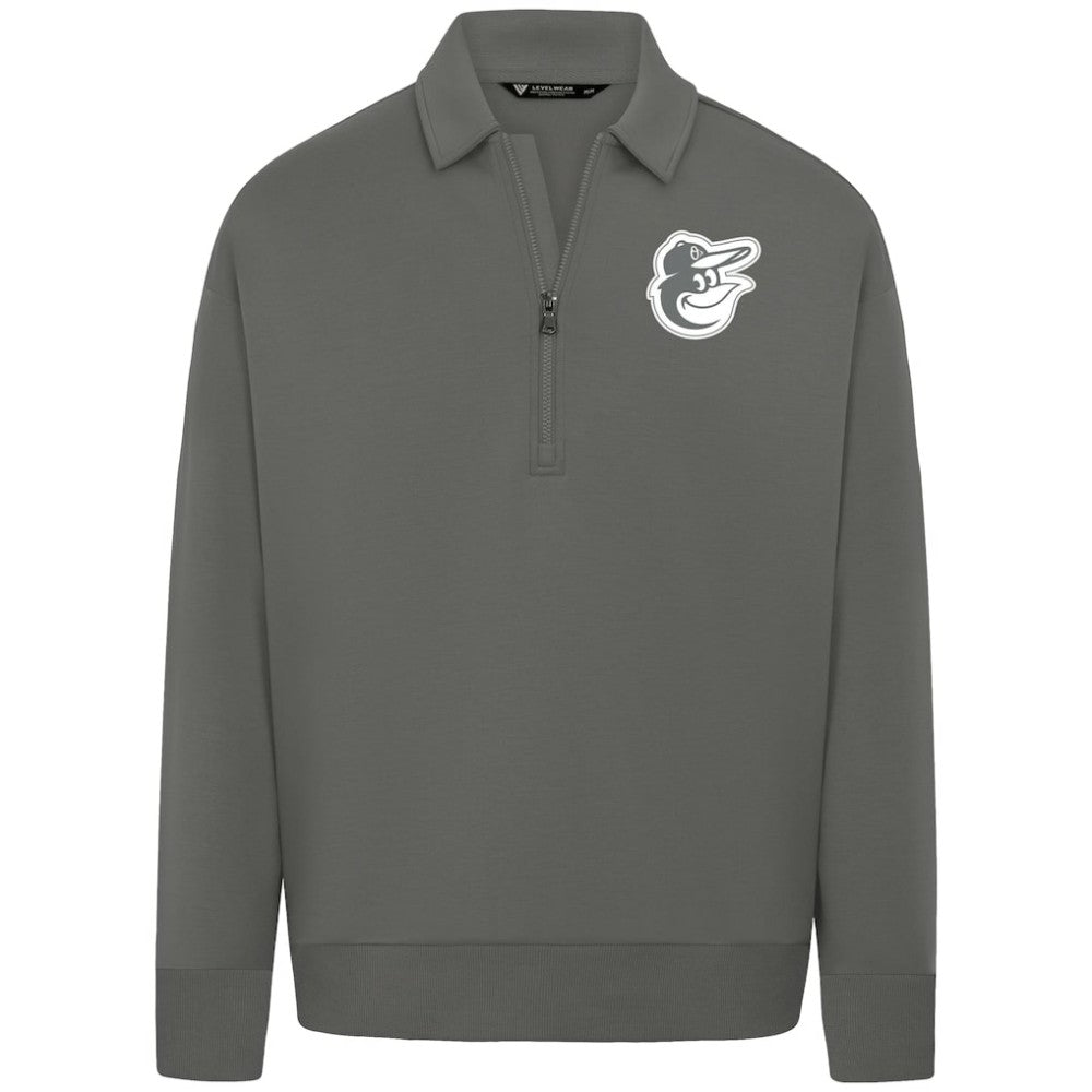 Baltimore Orioles Levelwear Women's Canmore Chenille Logo Quarter-Zip Top - Stone