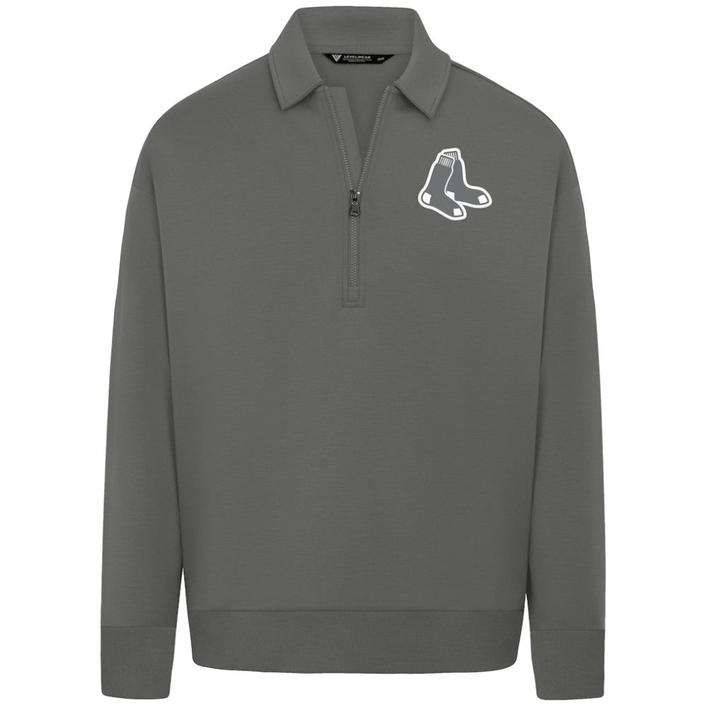 Boston Red Sox Levelwear Women's Canmore Chenille Logo Quarter-Zip Top - Stone
