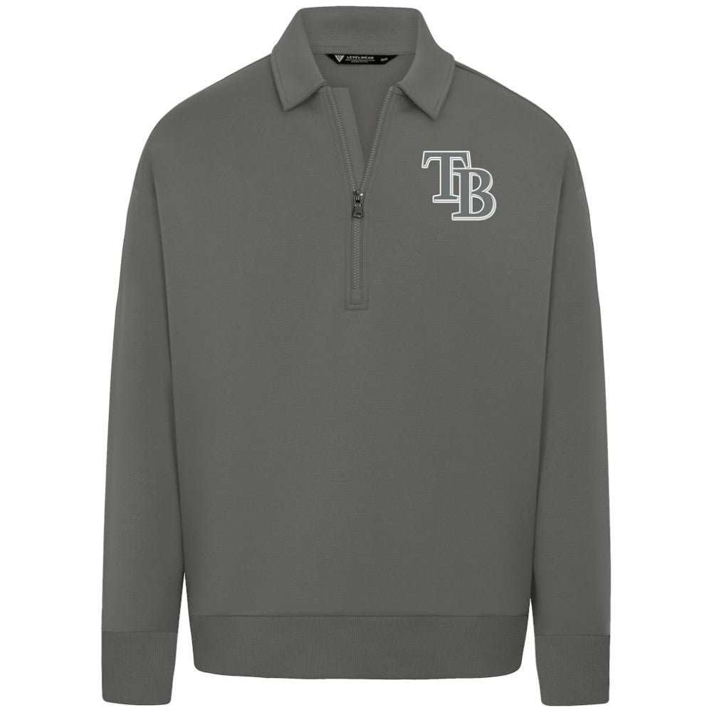 Tampa Bay Rays Levelwear Women's Canmore Chenille Logo Quarter-Zip Top - Stone