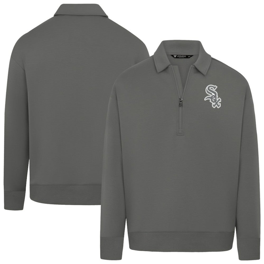 Chicago White Sox Levelwear Women's Canmore Chenille Logo Quarter-Zip Top - Stone