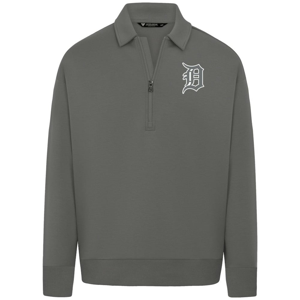 Detroit Tigers Levelwear Women's Canmore Chenille Logo Quarter-Zip Top - Stone