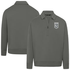 Kansas City Royals Levelwear Women's Canmore Chenille Logo Quarter-Zip Top - Stone