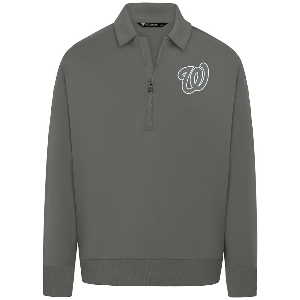 Washington Nationals Levelwear Women's Canmore Chenille Logo Quarter-Zip Top - Stone