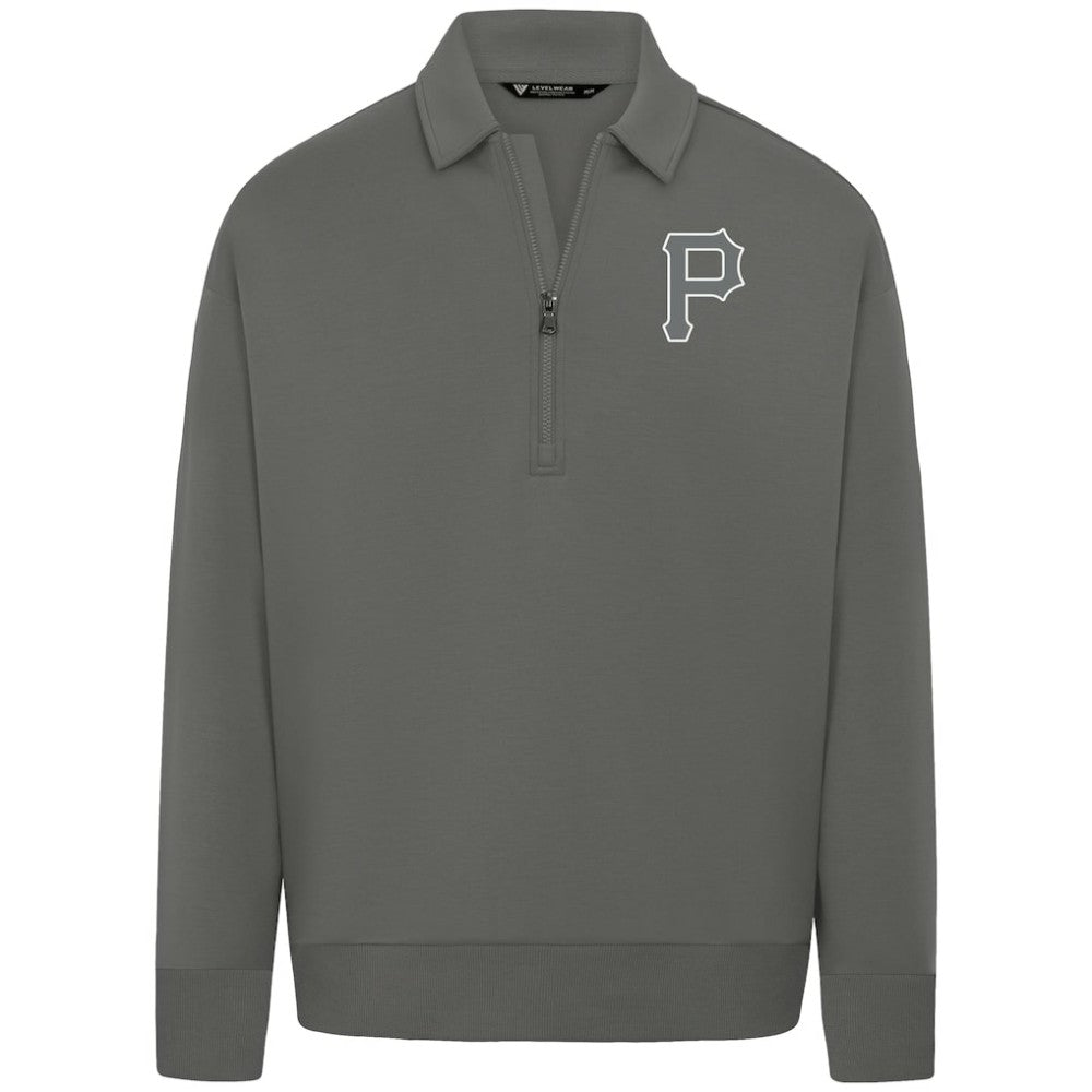 Pittsburgh Pirates Levelwear Women's Canmore Chenille Logo Quarter-Zip Top - Stone