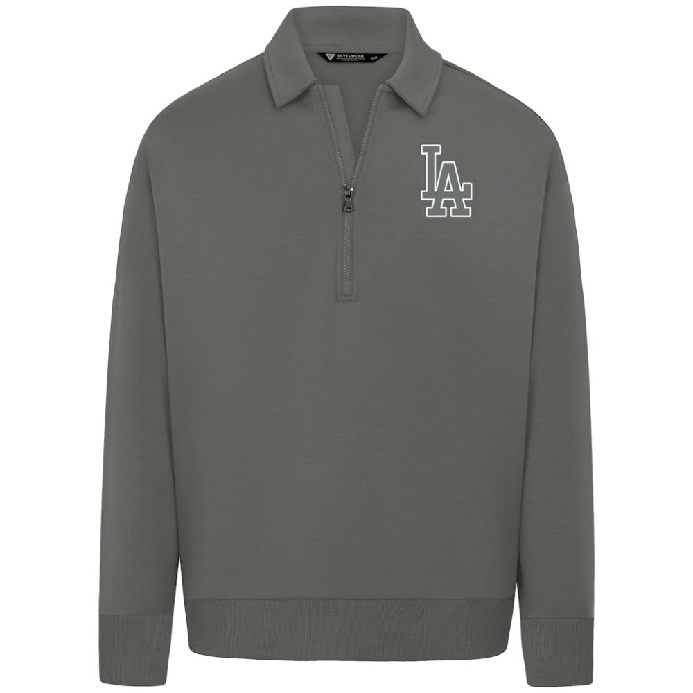 Los Angeles Dodgers Levelwear Women's Canmore Chenille Logo Quarter-Zip Top - Stone
