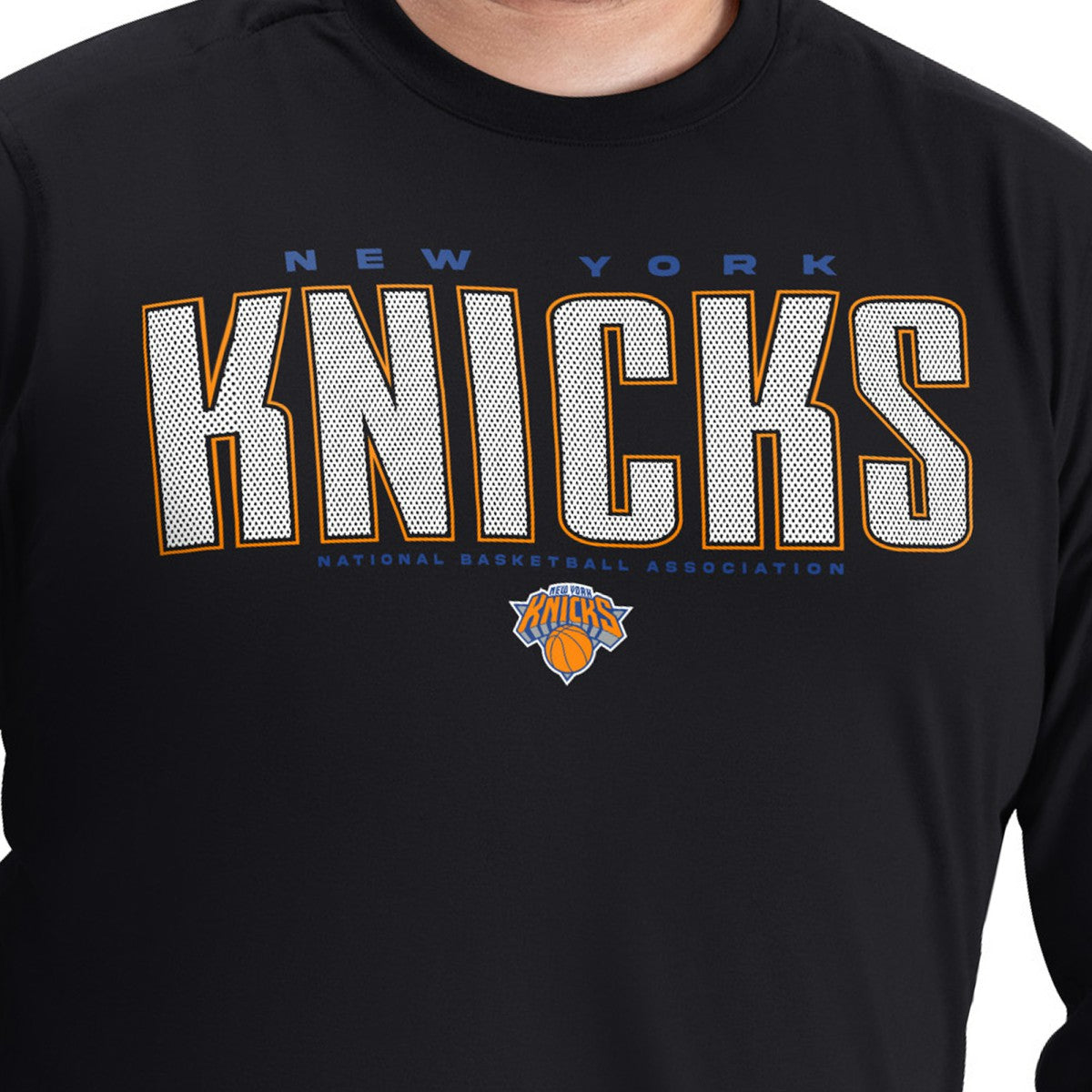 New York Knicks G-III Sports by Carl Banks Adaptive Printed Mesh Effect Long Sleeve T-Shirt - Black for sale