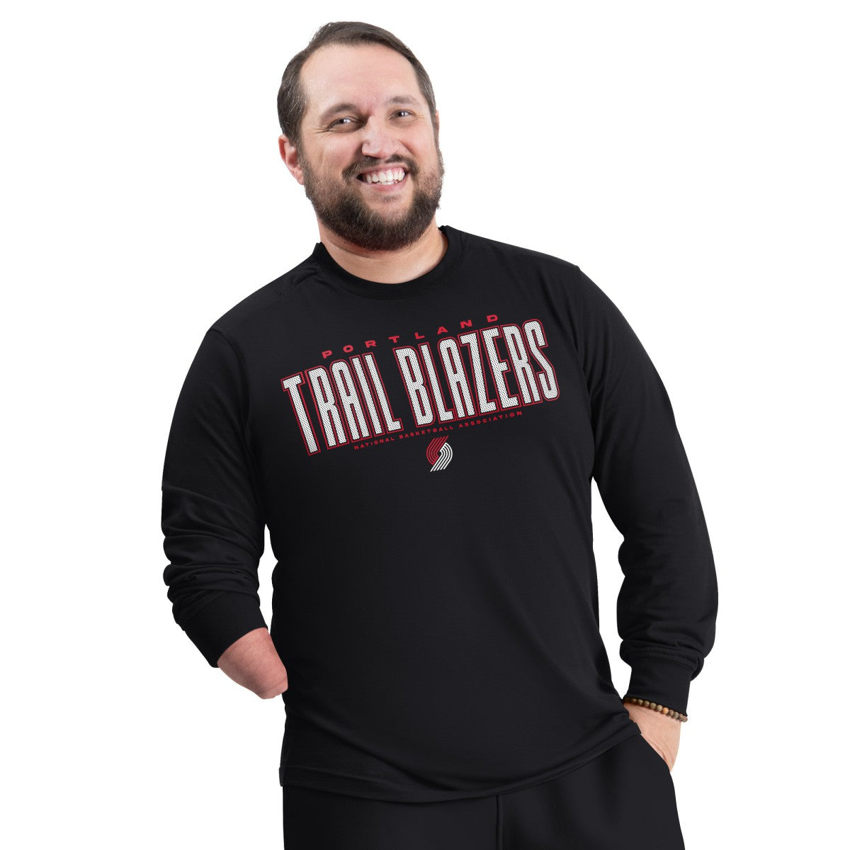 Portland Trail Blazers G-III Sports by Carl Banks Adaptive Printed Mesh Effect Long Sleeve T-Shirt - Black shop