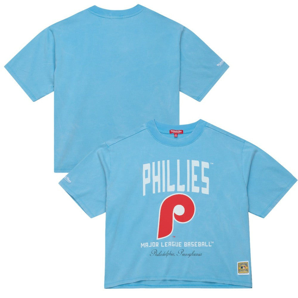 Philadelphia Phillies Women's Cooperstown Cropped Boxy T-Shirt - Light Blue | Mitchell & Ness