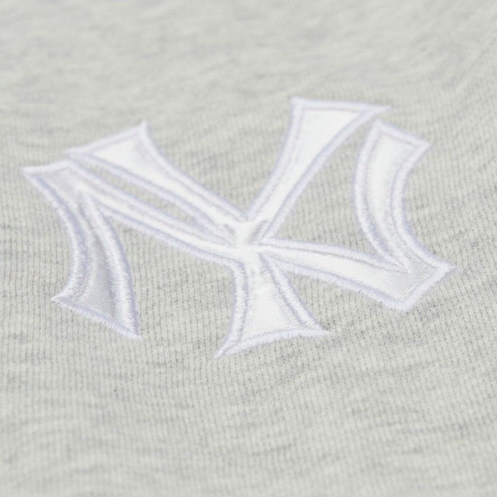New York Yankees Women's Cooperstown Collection V-Neck Cropped Toggle Sweatshirt - Heather Gray | Mitchell & Ness