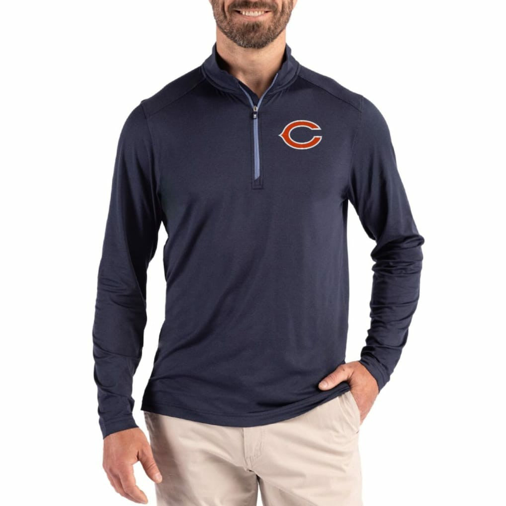 NFL Chicago Bears Cutter & Buck Coastline Epic Comfort Recycled Quarter-Zip Pullover