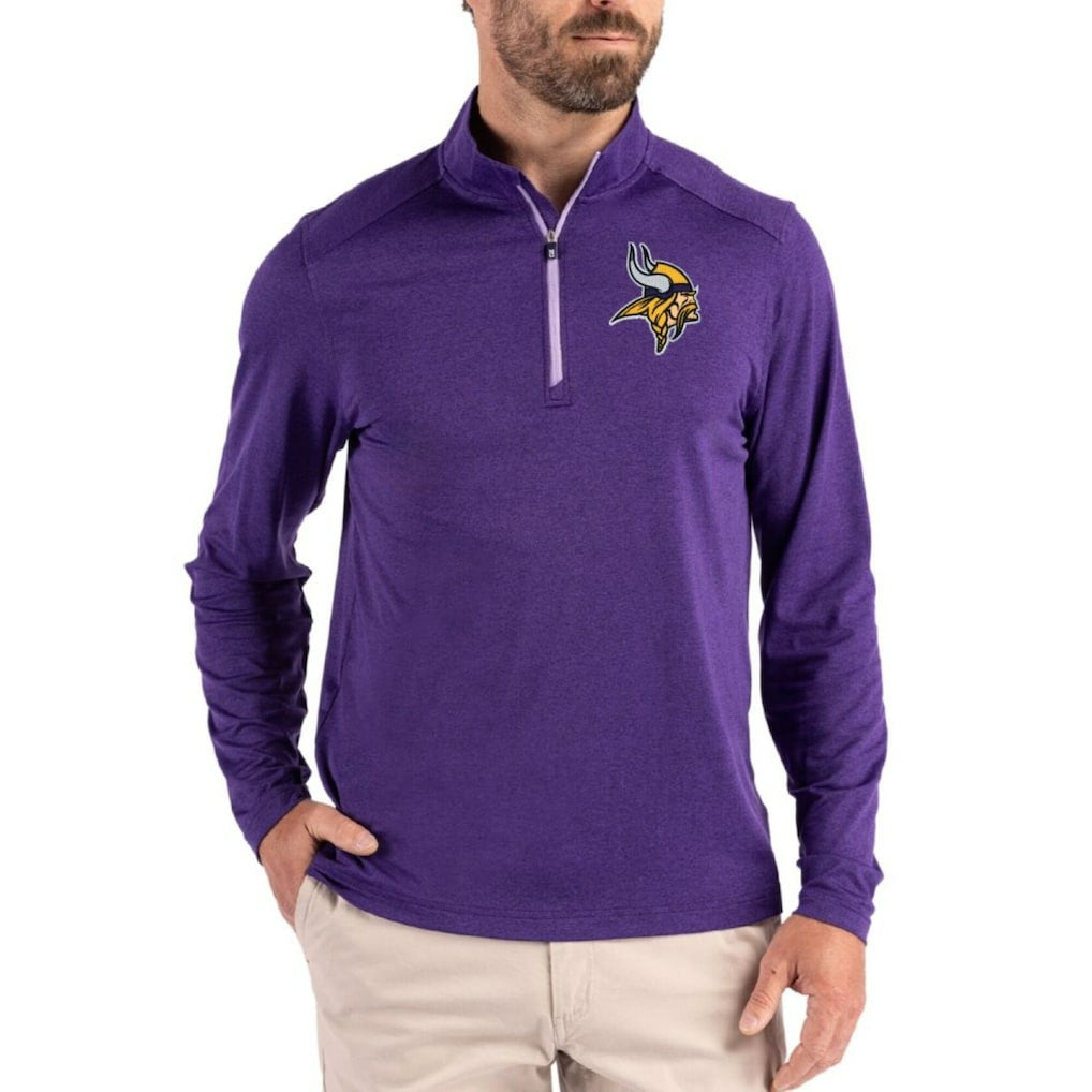 NFL Minnesota Vikings Cutter & Buck Coastline Epic Comfort Recycled Quarter-Zip Pullover