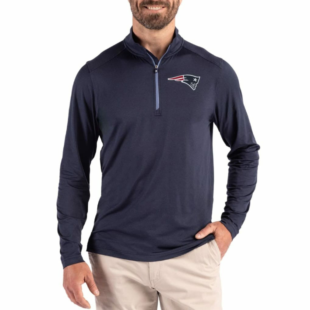 NFL New England Patriots Cutter & Buck Coastline Epic Comfort Recycled Quarter-Zip Pullover
