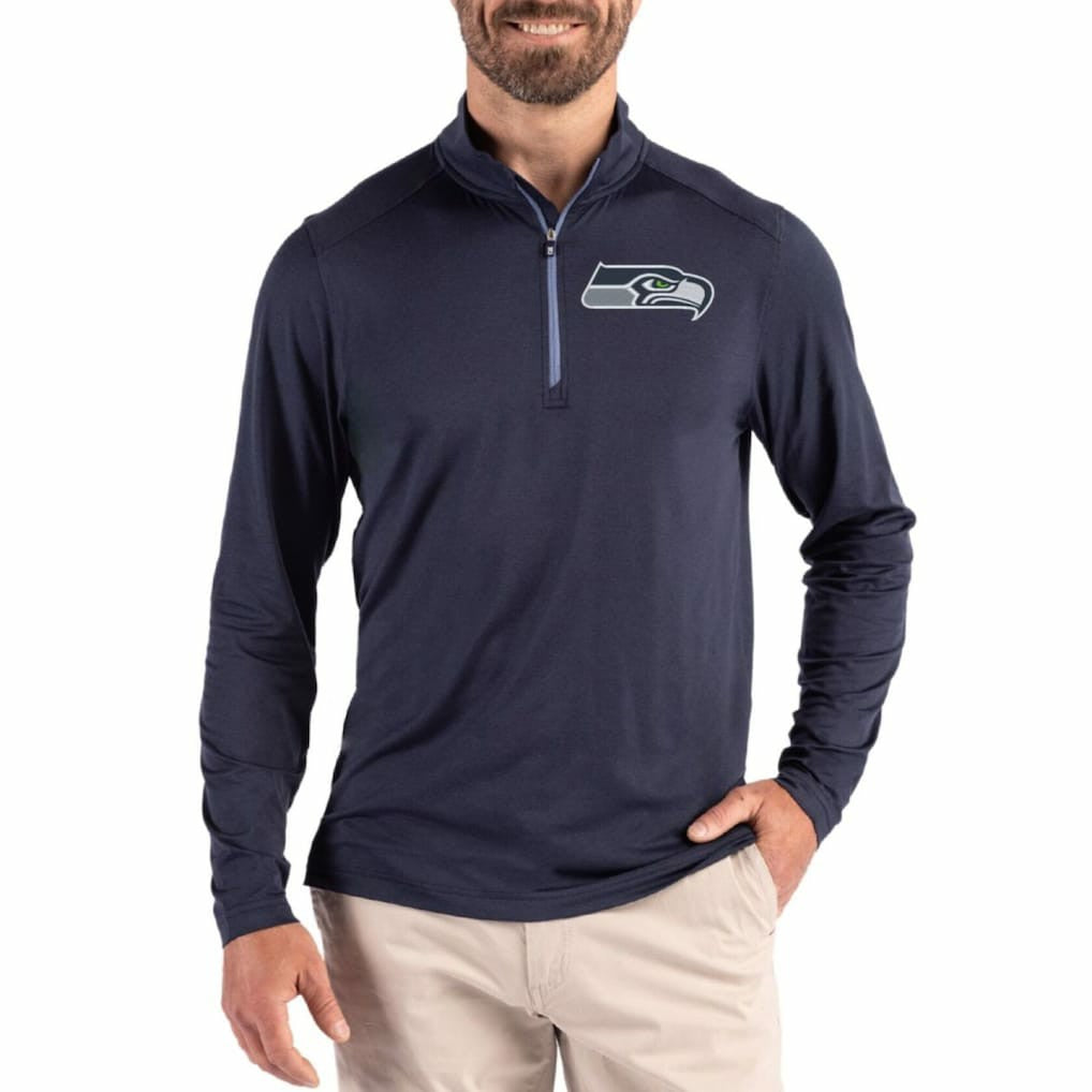 NFL Seattle Seahawks Cutter & Buck Coastline Epic Comfort Recycled Quarter-Zip Pullover
