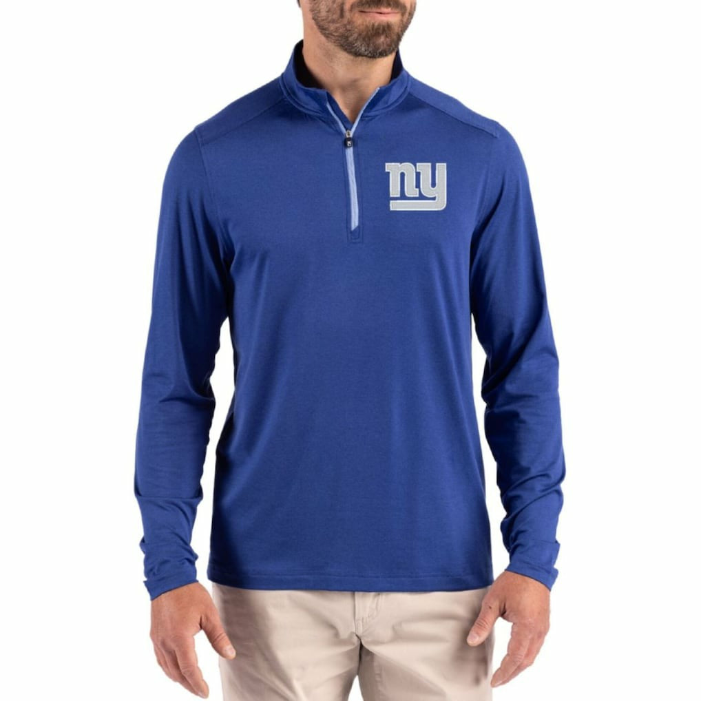 NFL New York Giants Cutter & Buck Coastline Epic Comfort Recycled Quarter-Zip Pullover