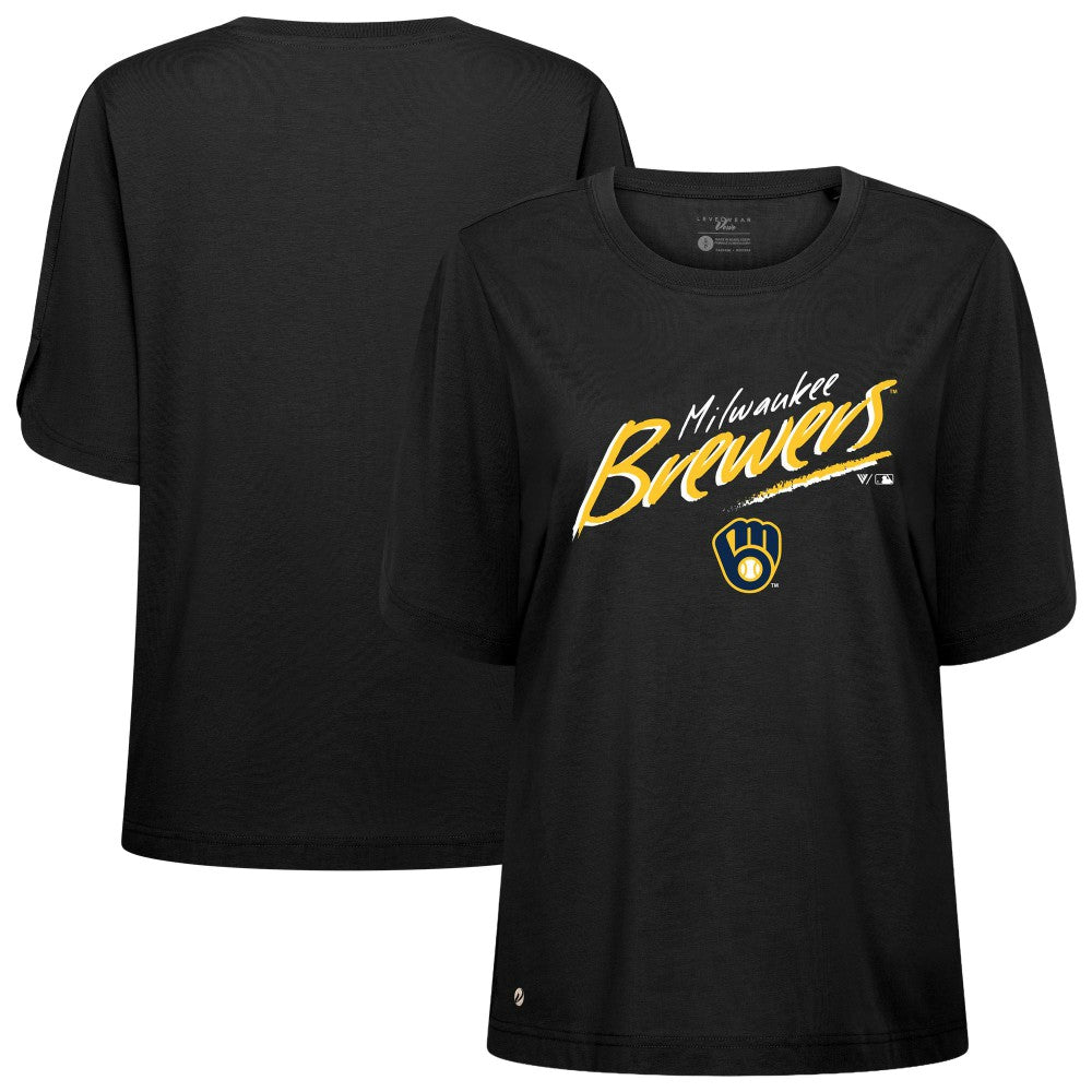 Milwaukee Brewers Levelwear Women's Bloom Sizzle T-Shirt - Black
