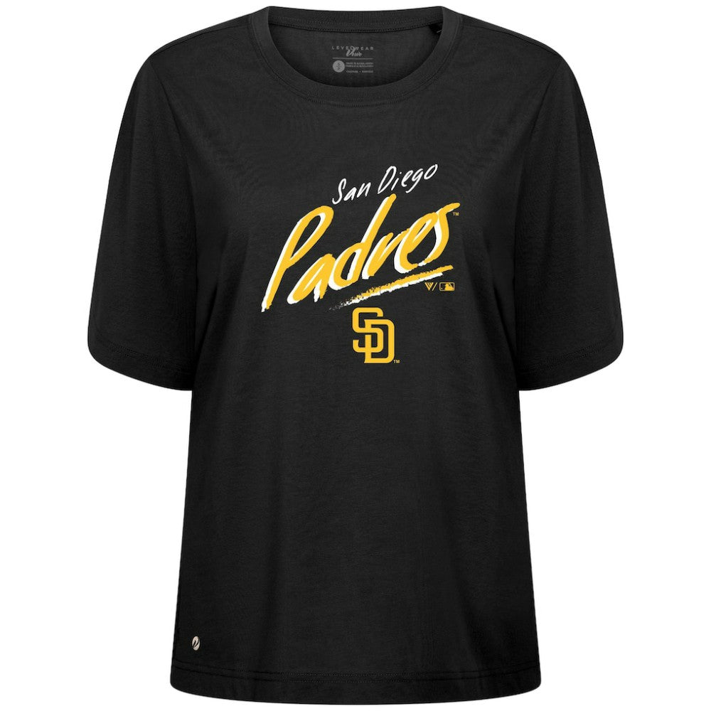 San Diego Padres Levelwear Women's Bloom Sizzle T-Shirt - Black