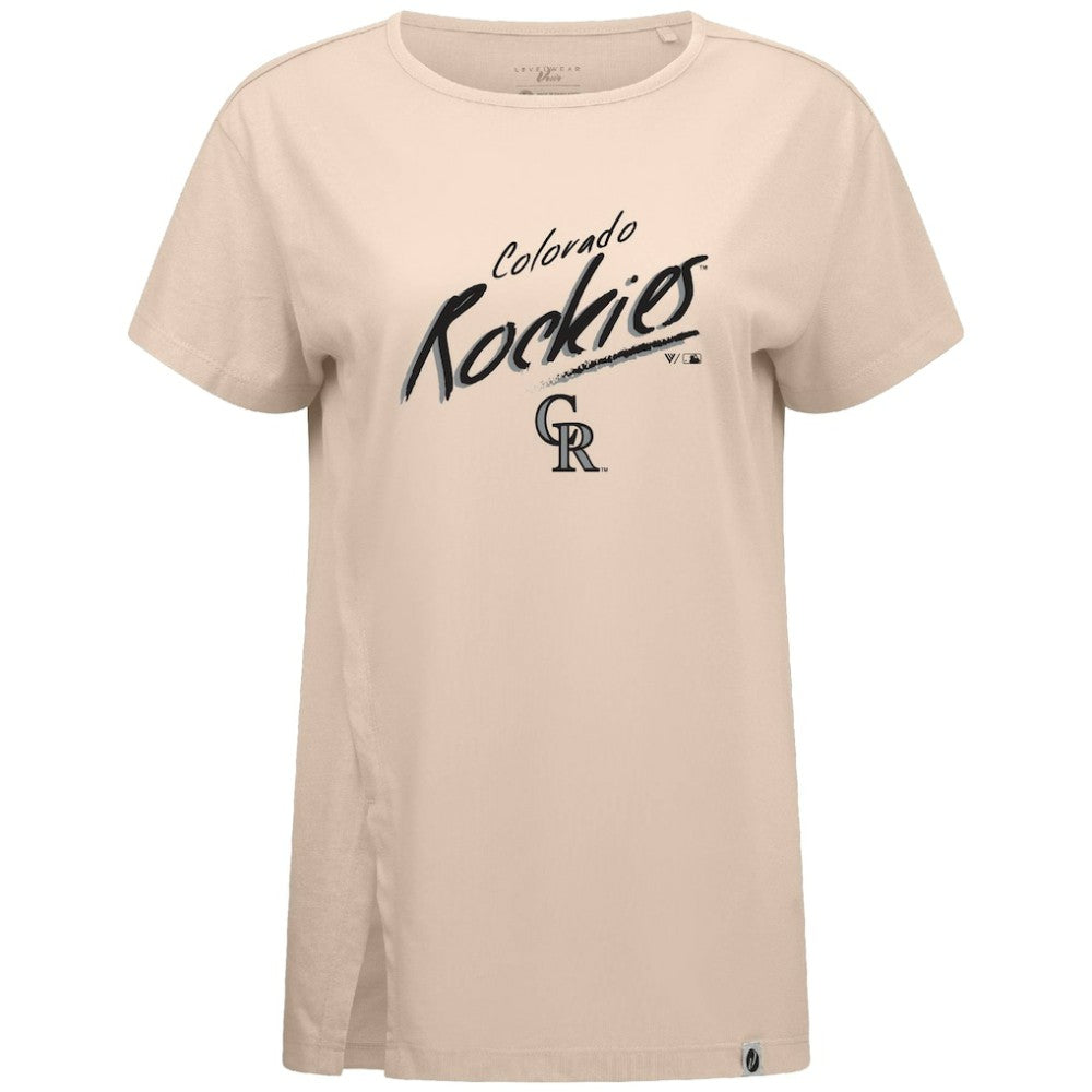 Colorado Rockies Levelwear Women's Influx Sizzle T-Shirt - Khaki