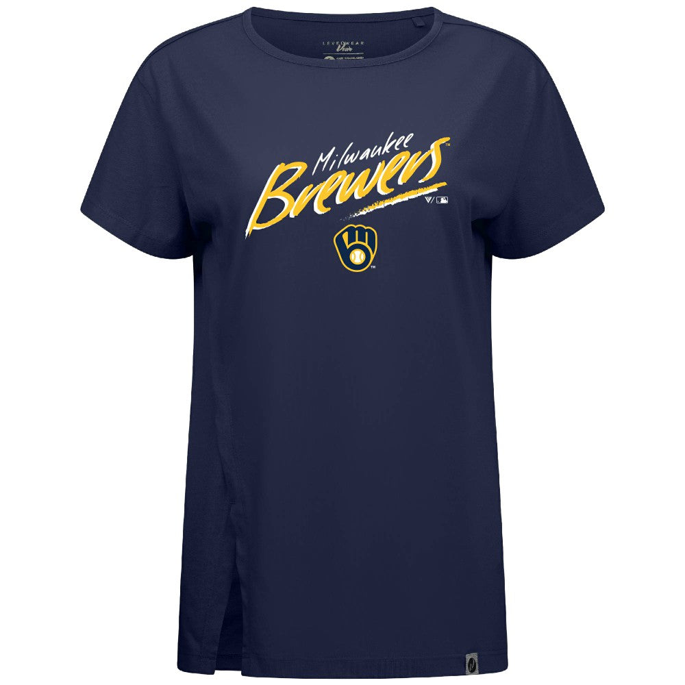 Milwaukee Brewers Levelwear Women's Influx Sizzle T-Shirt - Navy