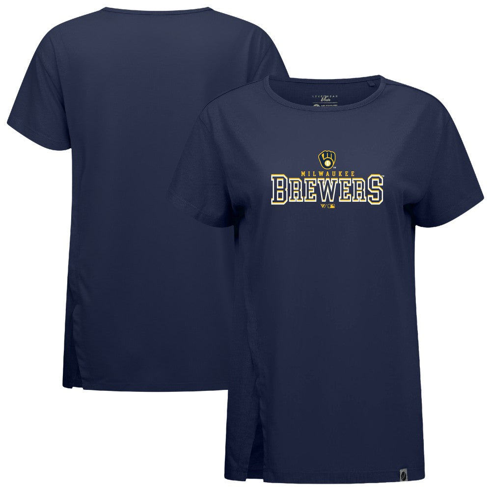 Milwaukee Brewers Levelwear Women's Influx Journey T-Shirt - Navy