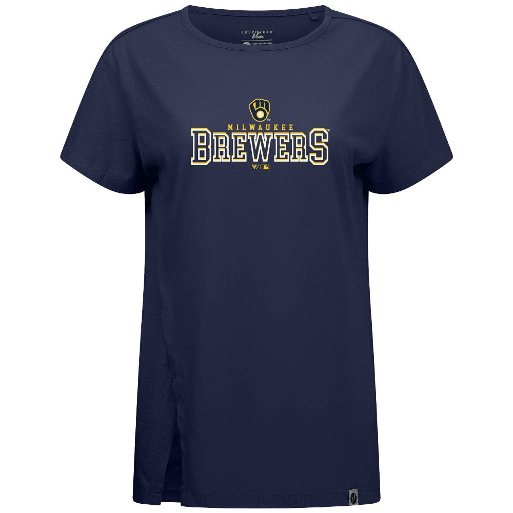 Milwaukee Brewers Levelwear Women's Influx Journey T-Shirt - Navy