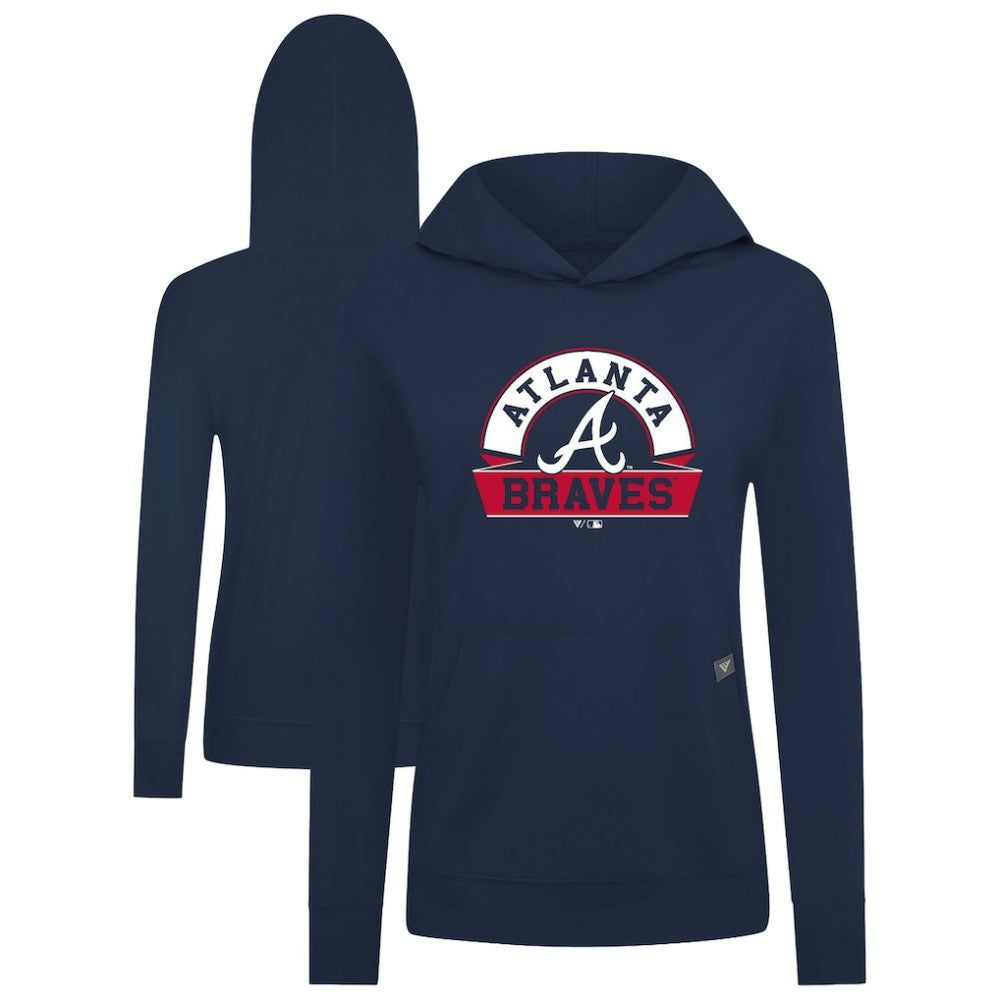 Atlanta Braves Levelwear Women's Relay Banner Arch Long Sleeve T-Shirt Hoodie - Navy