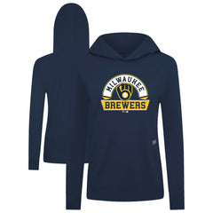 Milwaukee Brewers Levelwear Women's Relay Banner Arch Long Sleeve T-Shirt Hoodie - Navy