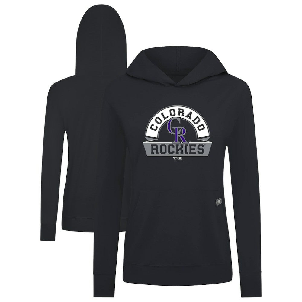 Colorado Rockies Levelwear Women's Relay Banner Arch Long Sleeve T-Shirt Hoodie - Black