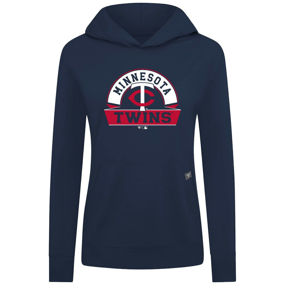 Minnesota Twins Levelwear Women's Relay Banner Arch Long Sleeve T-Shirt Hoodie - Navy