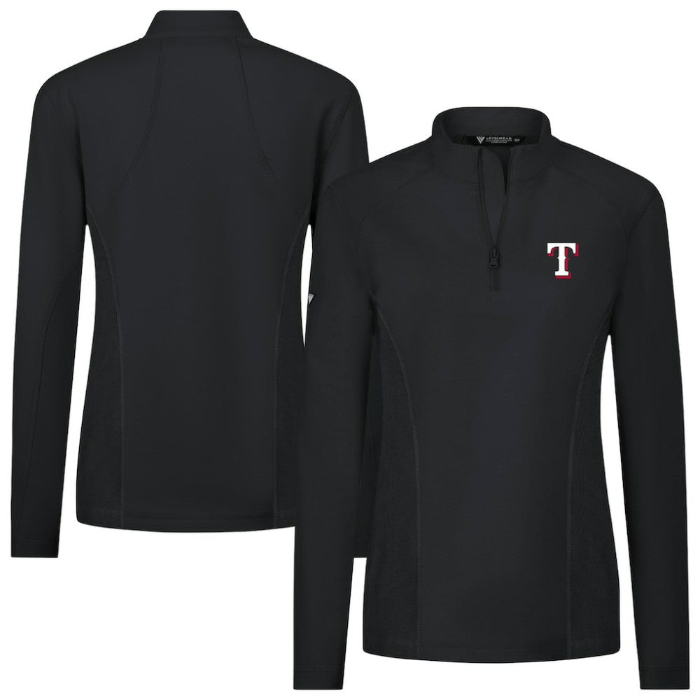 Texas Rangers Levelwear Women's Upright Insignia 2.0 Quarter-Zip Tri-Blend Top - Black