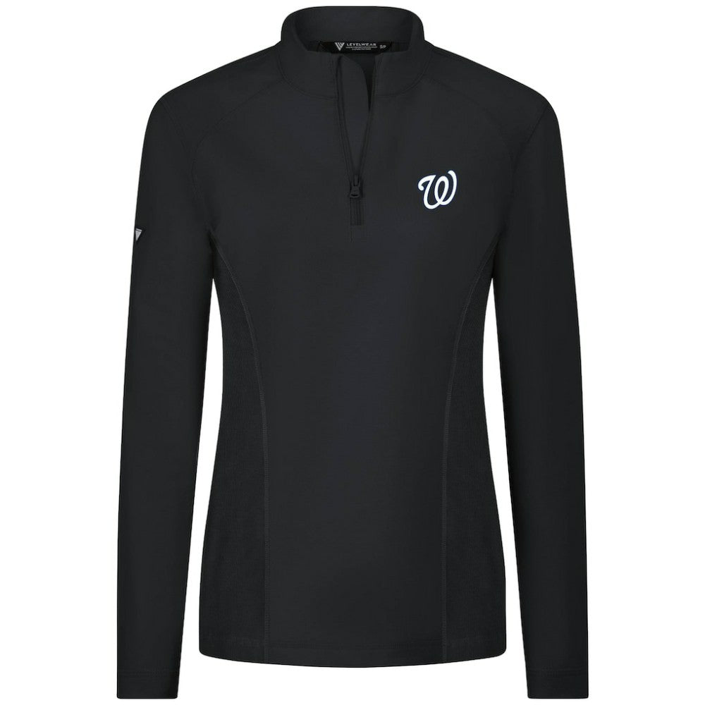 Washington Nationals Levelwear Women's Upright Insignia 2.0 Quarter-Zip Tri-Blend Top - Black