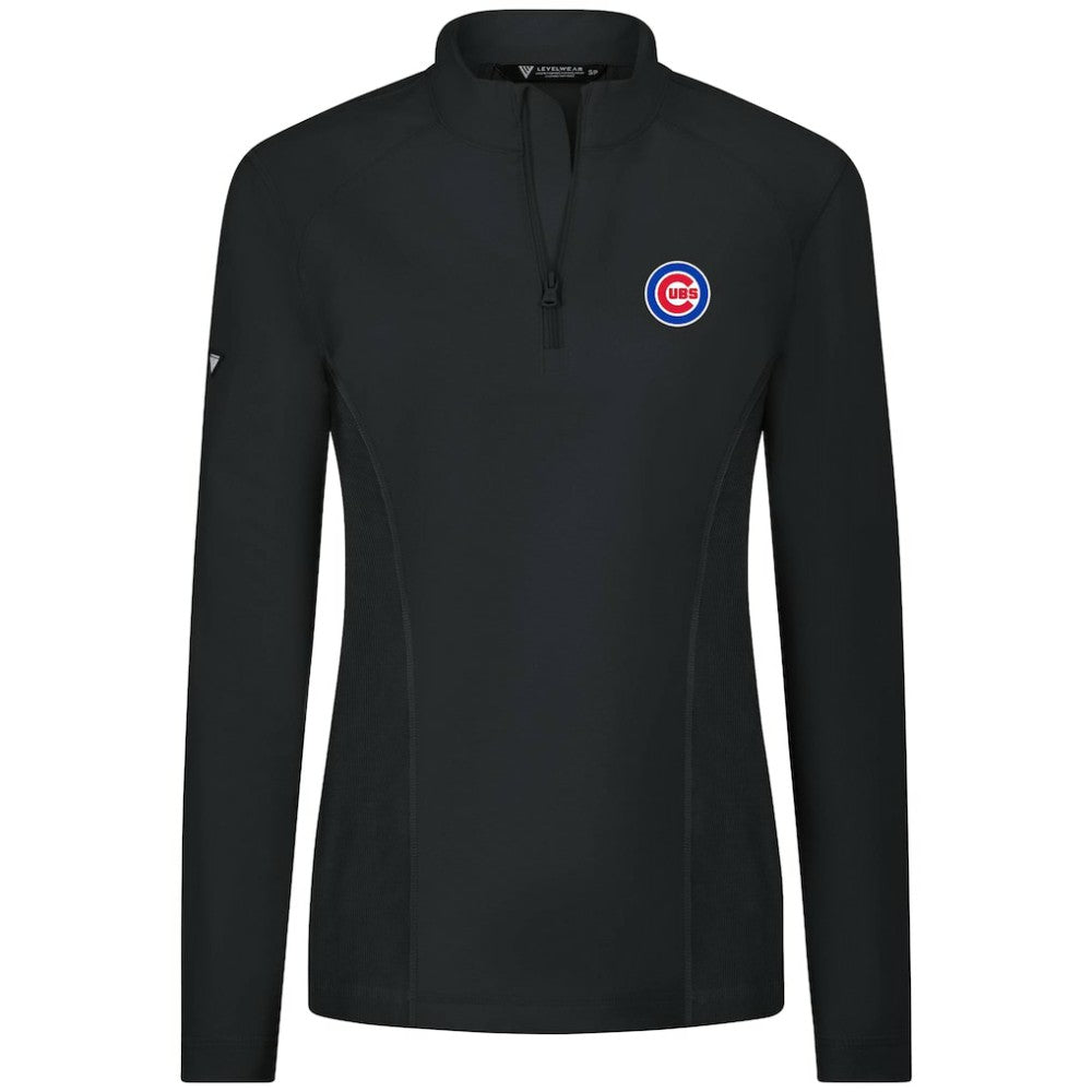 Chicago Cubs Levelwear Women's Upright Insignia 2.0 Quarter-Zip Tri-Blend Top - Black