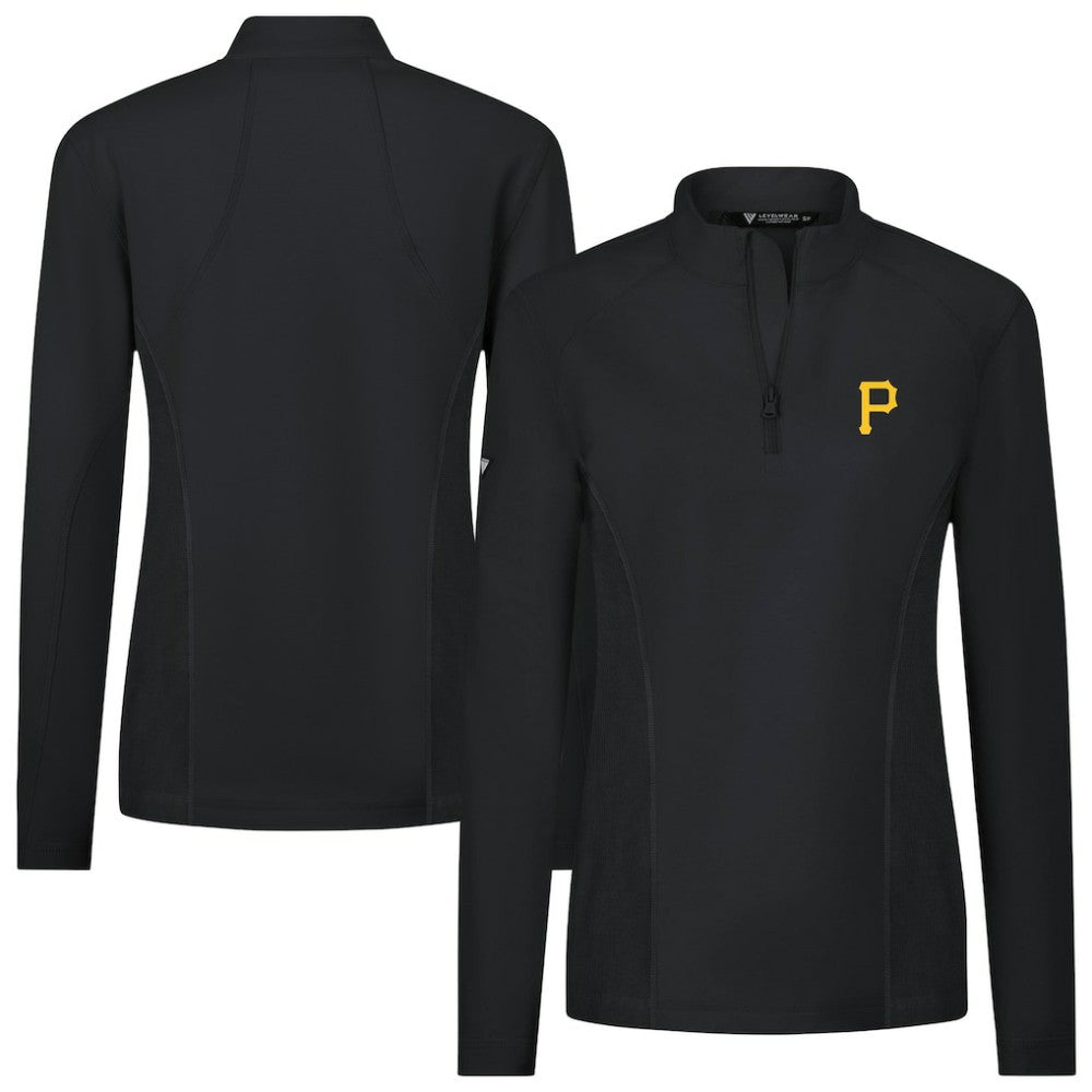 Pittsburgh Pirates Levelwear Women's Upright Insignia 2.0 Quarter-Zip Tri-Blend Top - Black