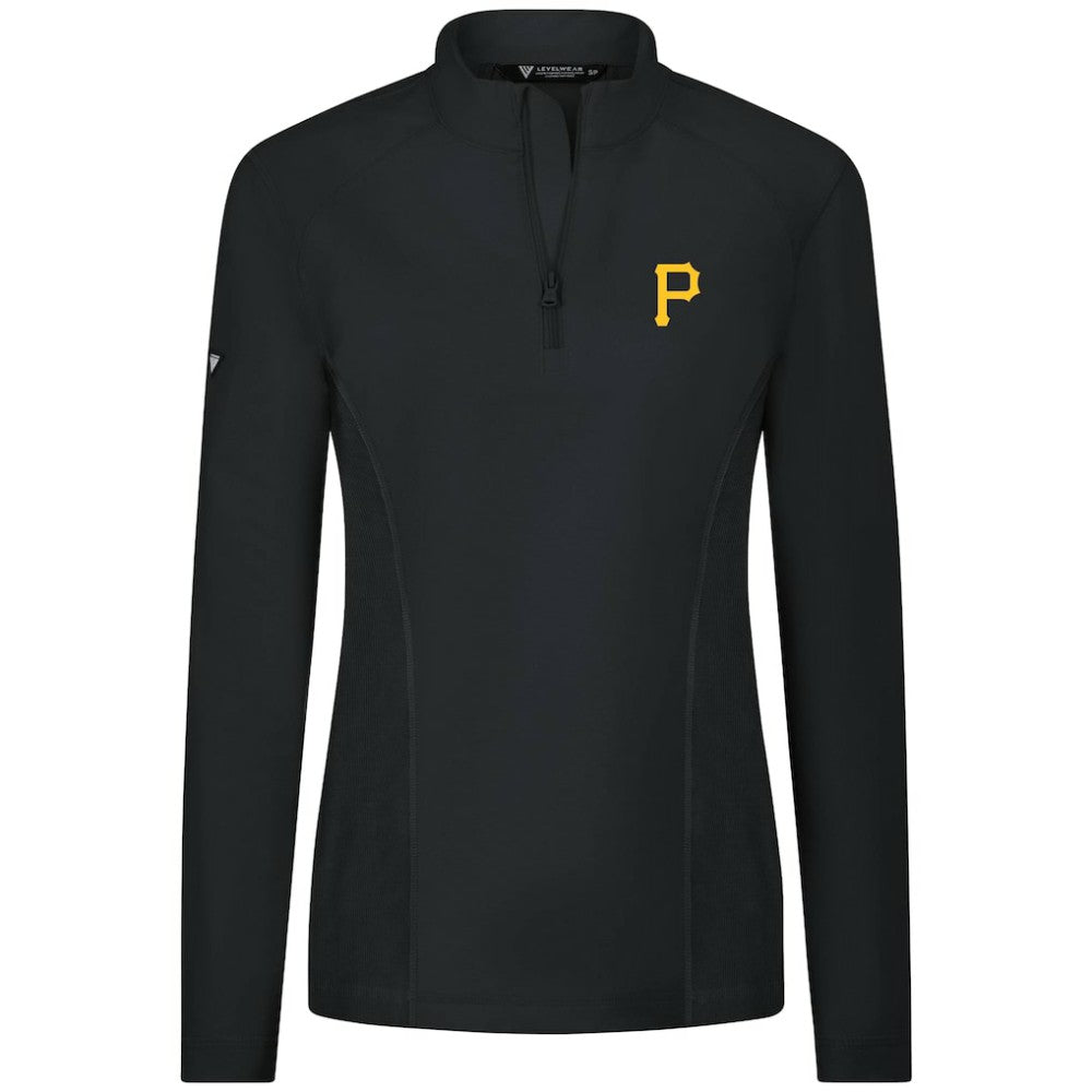 Pittsburgh Pirates Levelwear Women's Upright Insignia 2.0 Quarter-Zip Tri-Blend Top - Black