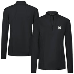 New York Yankees Levelwear Women's Upright Insignia 2.0 Quarter-Zip Tri-Blend Top - Black