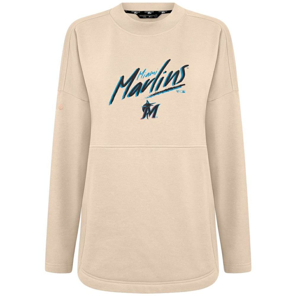Miami Marlins Levelwear Women's Oversized Beaudry Sizzle Top - Khaki