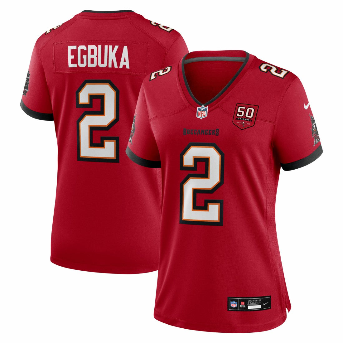 NFL Tampa Bay Buccaneers Emeka Egbuka  Women's Team 50th Season Game Jersey