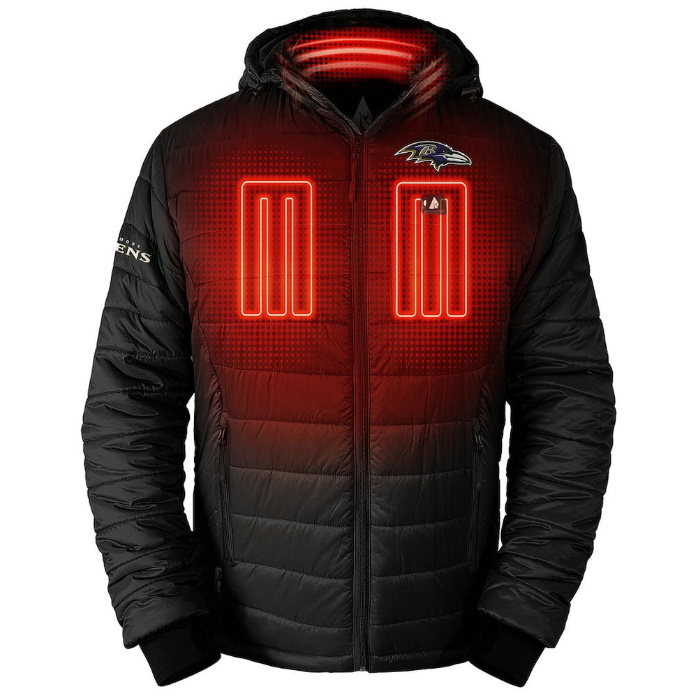 NFL Baltimore Ravens ActionHeat 5V Battery Heated Full-Zip Hoodie Puffer Jacket