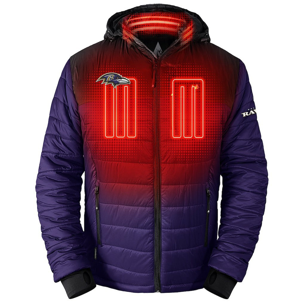 NFL Baltimore Ravens ActionHeat 5V Battery Heated Full-Zip Hoodie Puffer Jacket
