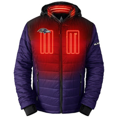 NFL Baltimore Ravens ActionHeat 5V Battery Heated Full-Zip Hoodie Puffer Jacket