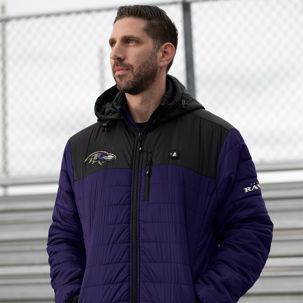 NFL Baltimore Ravens ActionHeat 5V Battery Heated Full-Zip Hoodie Puffer Jacket