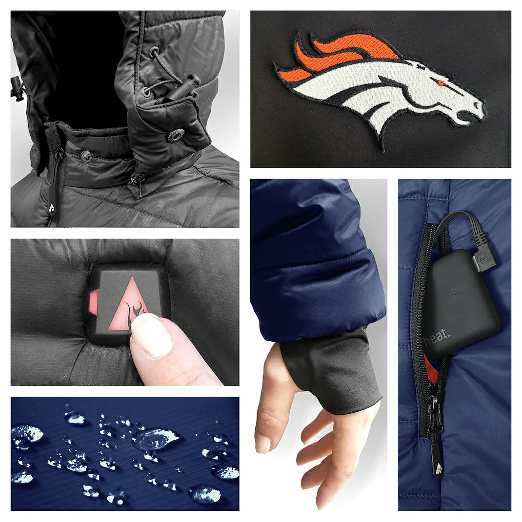 NFL Denver Broncos ActionHeat 5V Battery Heated Colorblock Full-Zip Puffer Jacket